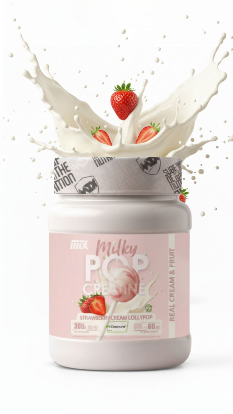 MILKY POP™ CREATINE | Creapure®  EN POLVO  Saborizada 300g en sabor MILKY STRAWBERRY LOLLIPOP