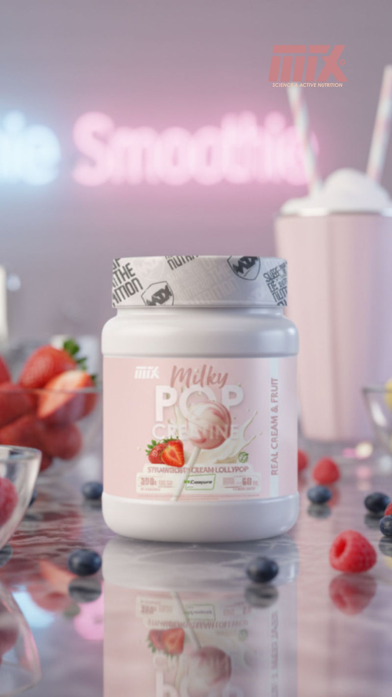 MILKY POP™ CREATINE | Creapure®  EN POLVO  Saborizada 300g en sabor MILKY STRAWBERRY LOLLIPOP