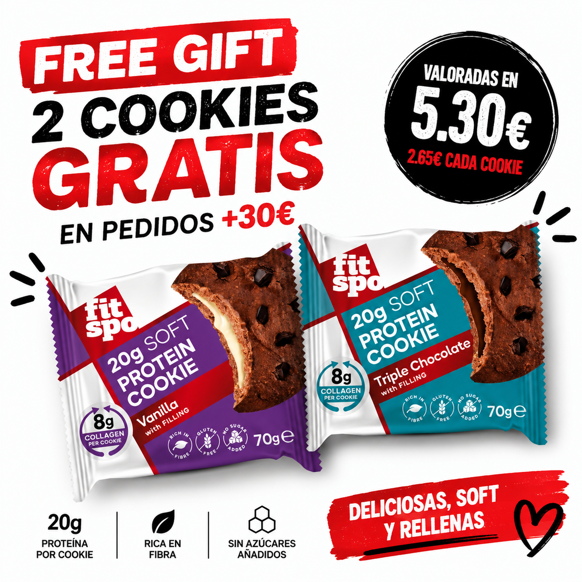 FitSpo Soft Protein Cookies™ — Pack Dúo Vanilla & Triple Chocolate