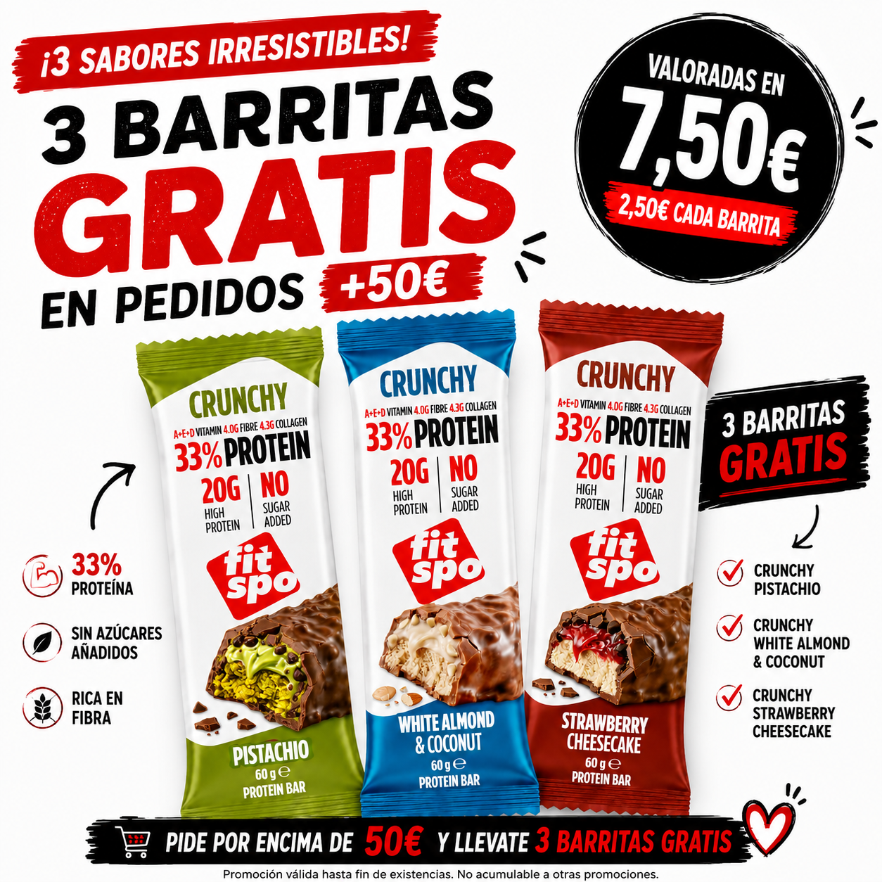 Pack FitSpo Crunchy – 3 Barritas Protein