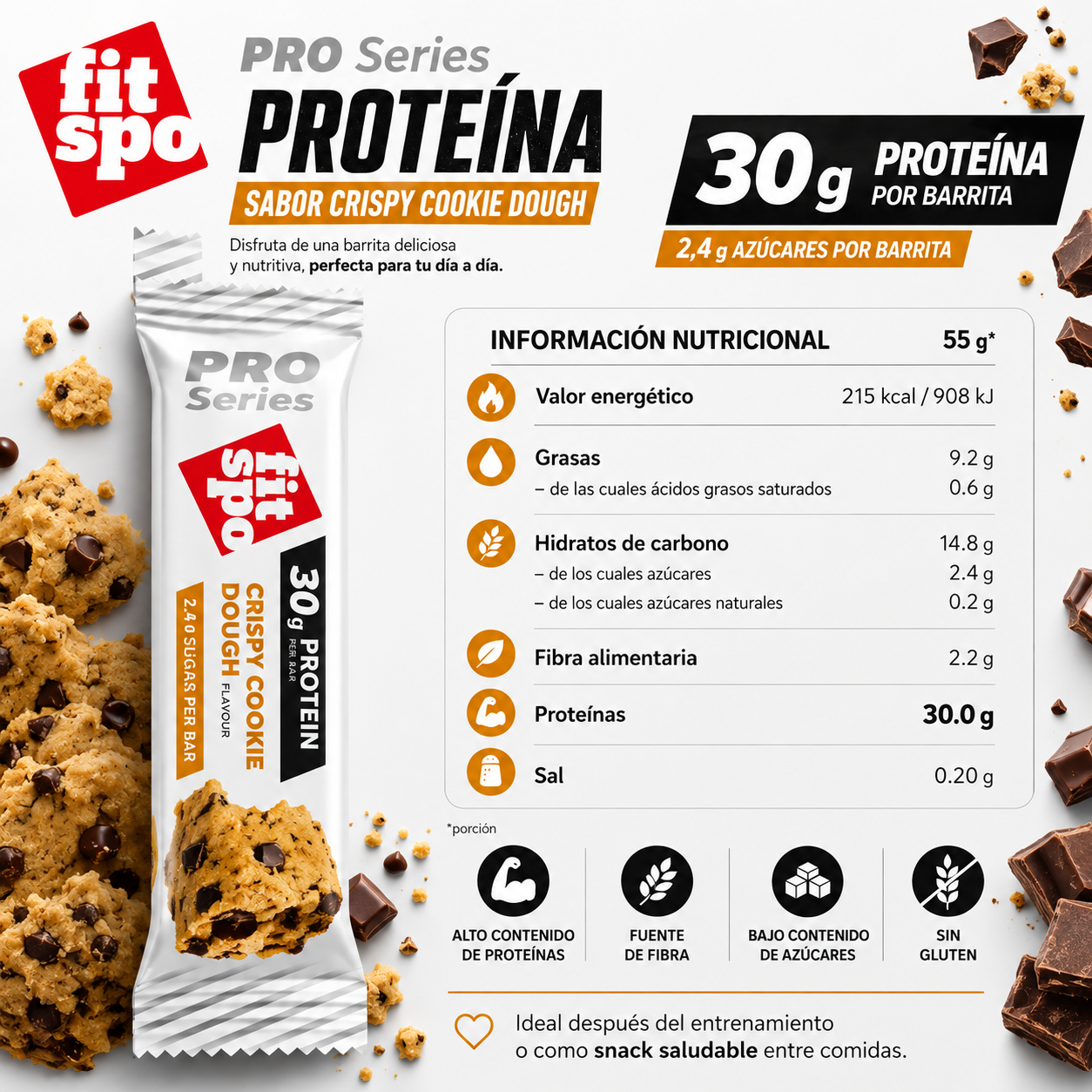 FitSpo PRO SERIES Protein Bar (Low Sugar) 85g