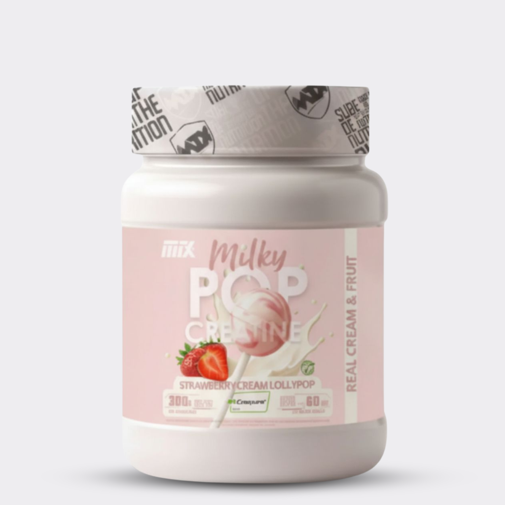 MILKY POP™ CREATINE | Creapure®  EN POLVO  Saborizada 300g en sabor MILKY STRAWBERRY LOLLIPOP
