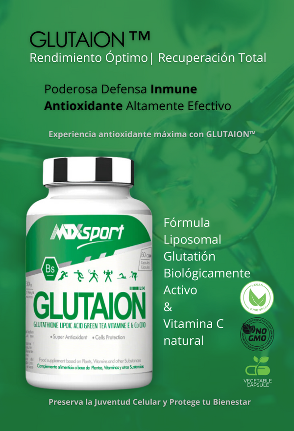 GLUTAION™ | Antioxidante Complex GLUTATION A.L.A. CoQ10 Té Verde Vit E (60 CÁPSULAS VEGANAS)