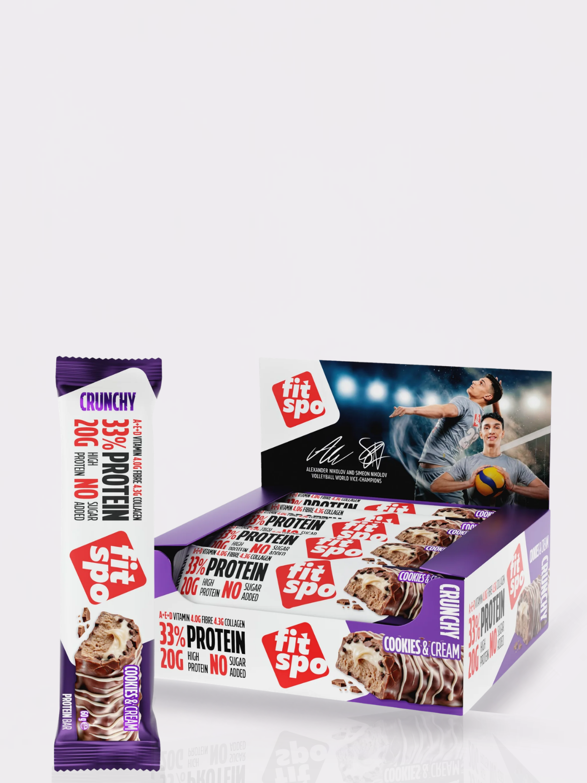 FitSpo Crunchy | Cobertura de Chocolate con Crunchy Chips, Sedoso Sirope y Cremoso Relleno | 30% Protein