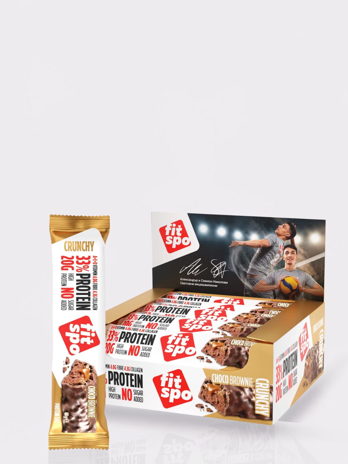 FitSpo Crunchy | Cobertura de Chocolate con Crunchy Chips, Sedoso Sirope y Cremoso Relleno | 30% Protein
