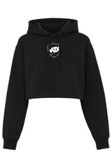 SUDADERA CORTA DE CHICA OVERSIZE COLOR NEGRO CON CAPUCHA