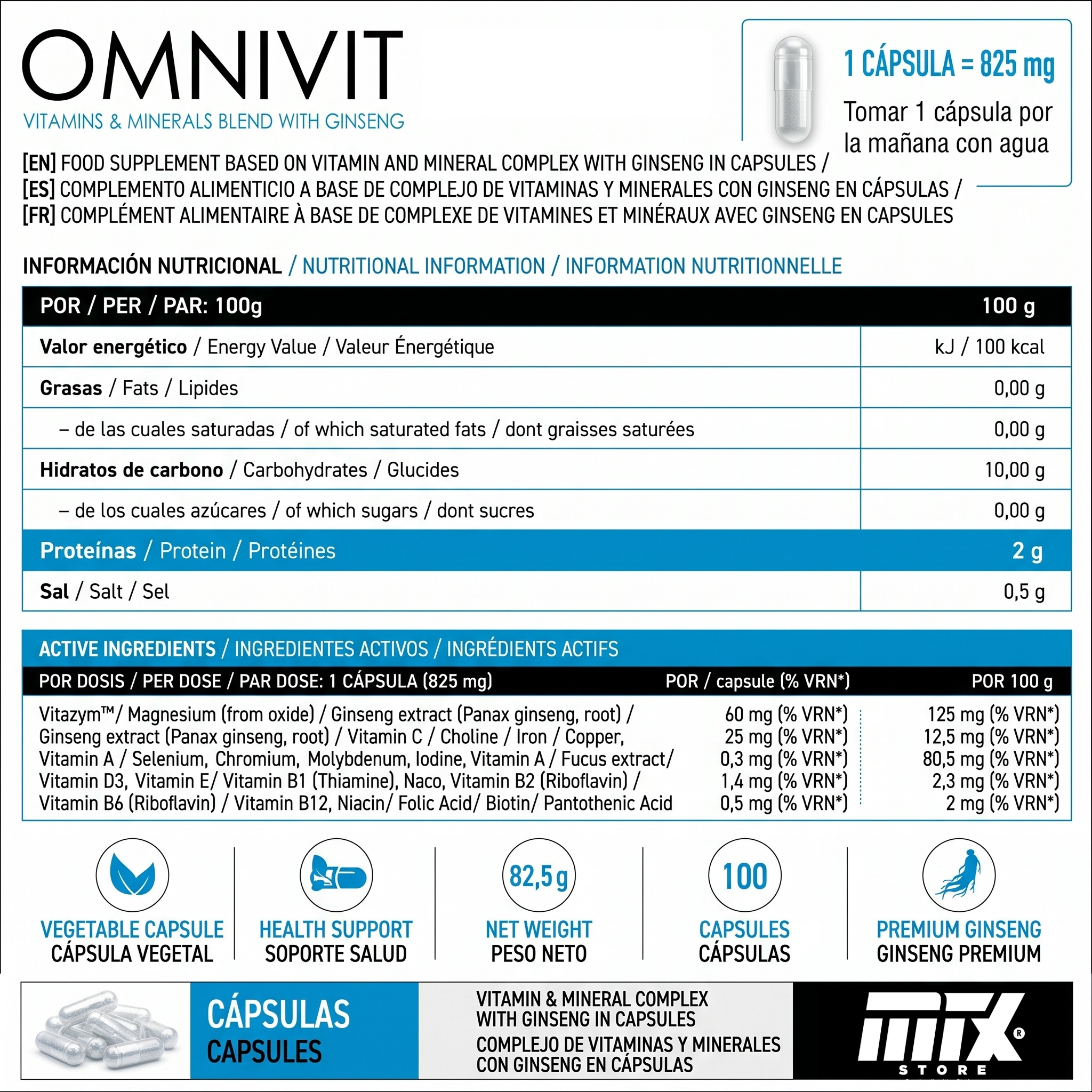 OMNIVIT™ [Multivitaminico] 100CAP/825MG*
