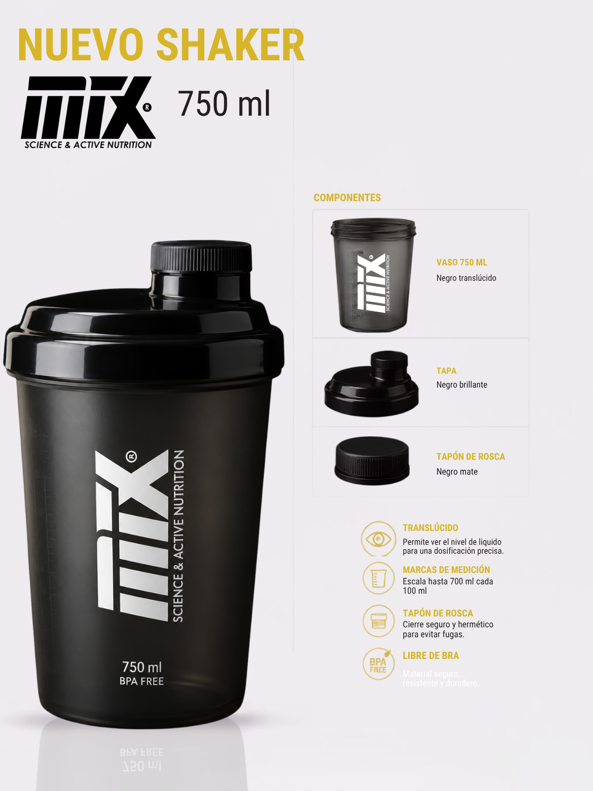 MTX SHAKER PRO™ 750 — fit Shaker de 750 ml