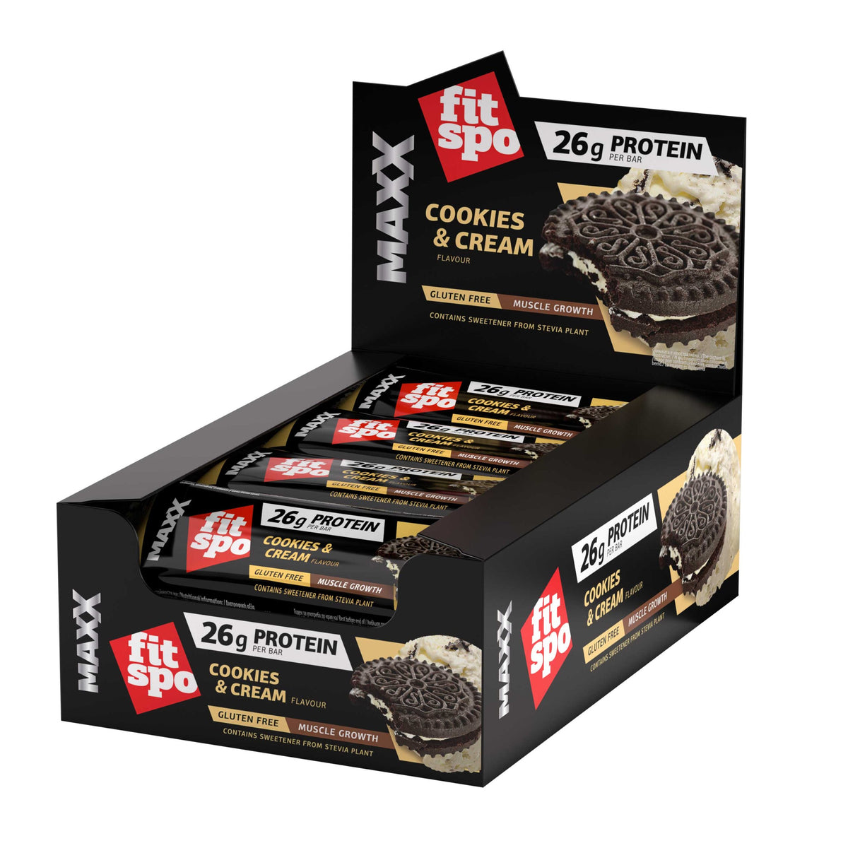 Barra de proteínas FitSpo Maxx 26g de proteína, 75g