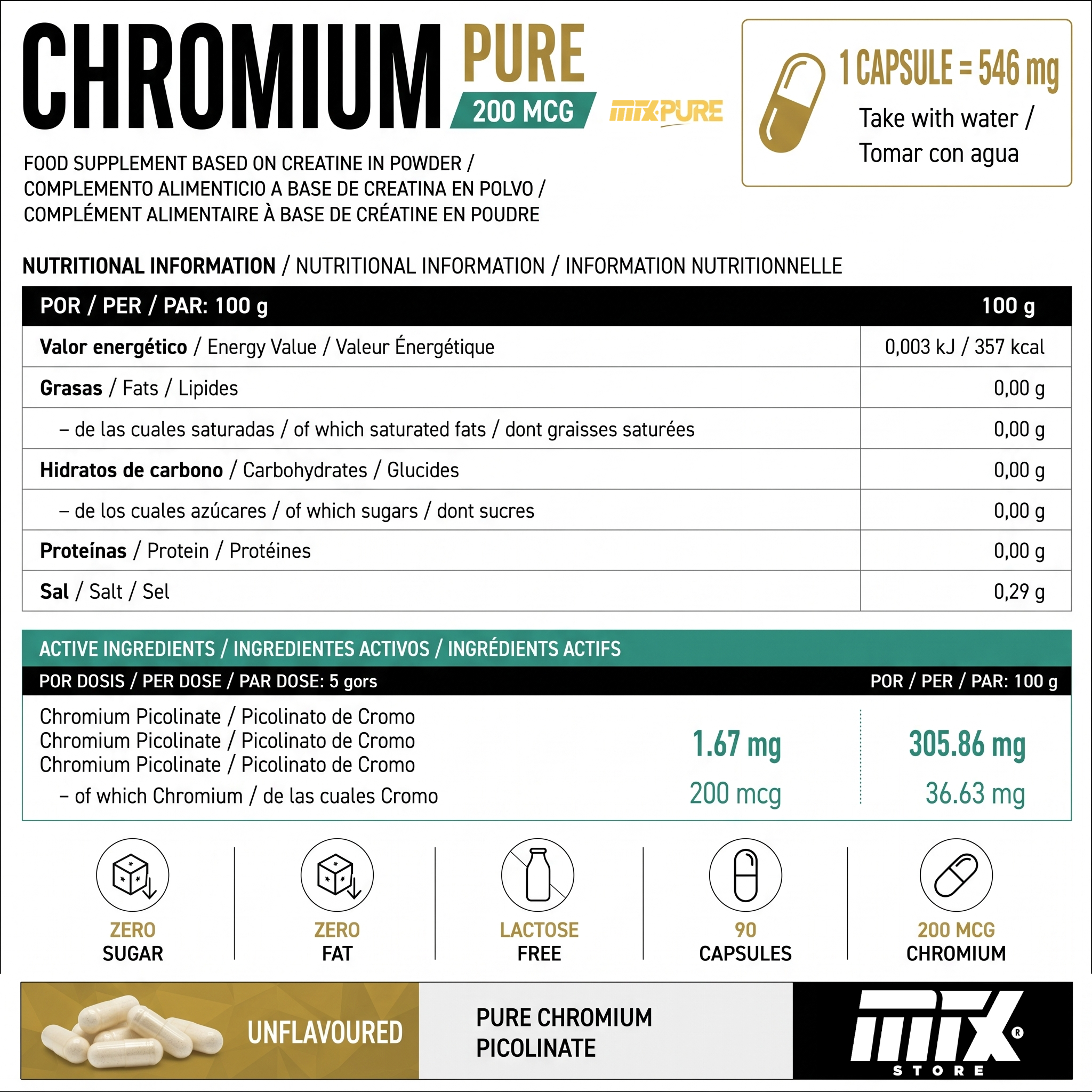 Cr PICOLINATE PURE ™ [ 90cap/200 mcg]