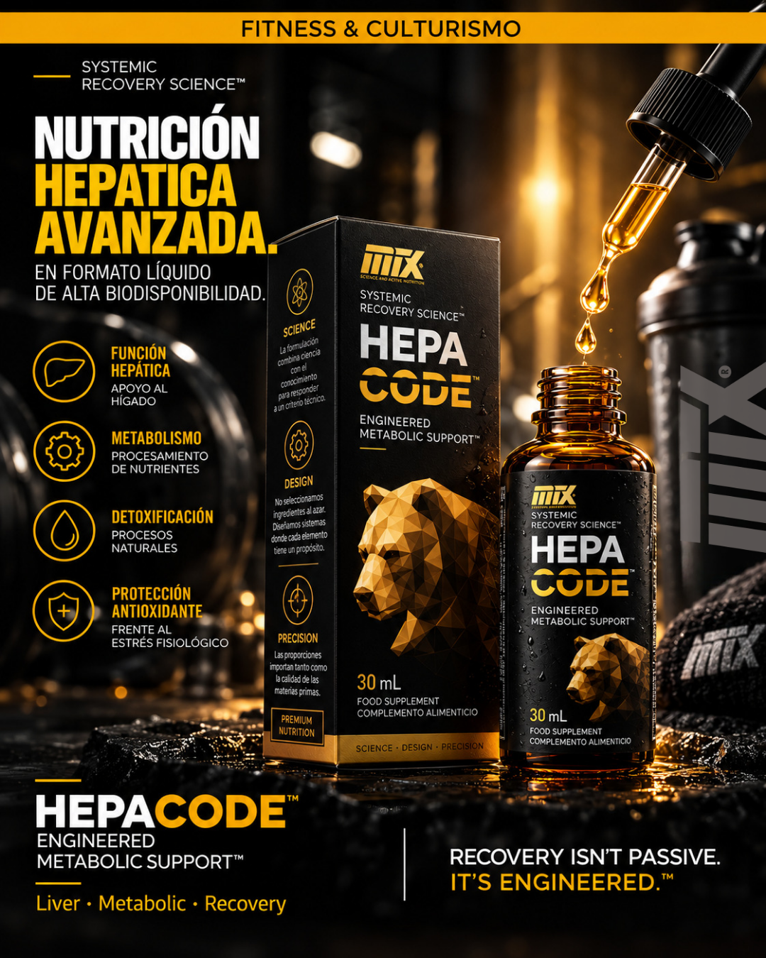 Hepacode 30 ml, frasco y caja con packaging vigente