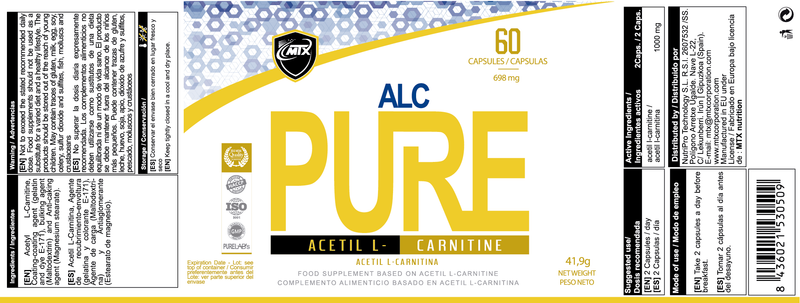 ALC PURE ™ Acetyl L.Carnitine [60CAP/698MG]
