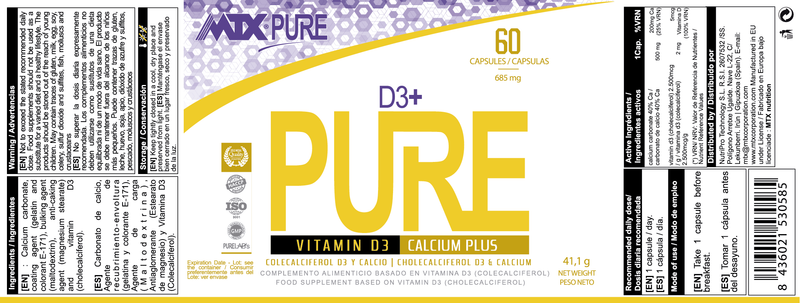 D3+PURE™ [VIT D3 WITH Calcium] 60CAP/685MG